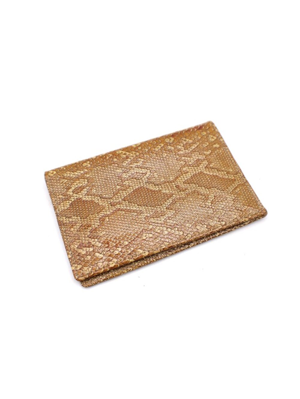Snake Print Vegan Leather Bifold Wallet Card Slots Slim Design Width Brown Tan